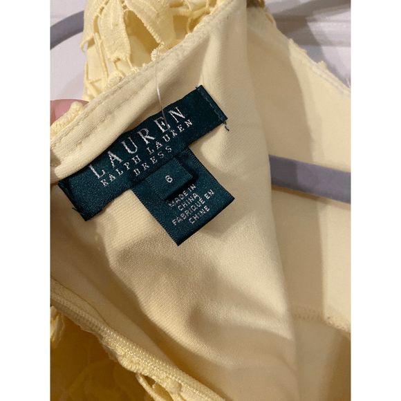 Ralph Lauren Yellow Floral Lace Dress Size 6 - Picture 4 of 4